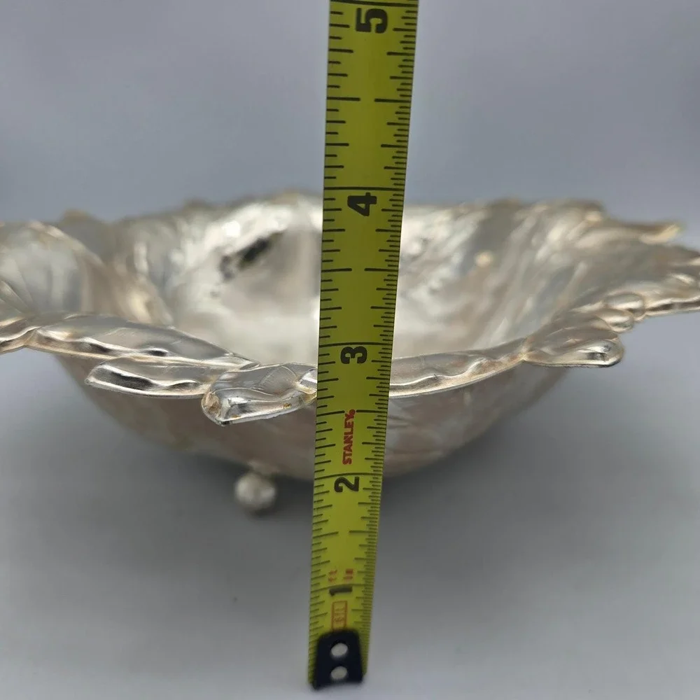 Vintage 1960s WMF Ikora Silver Plated Laurel Leaf Footed Bowl 10.5" MCM Germany - Picture 14 of 15